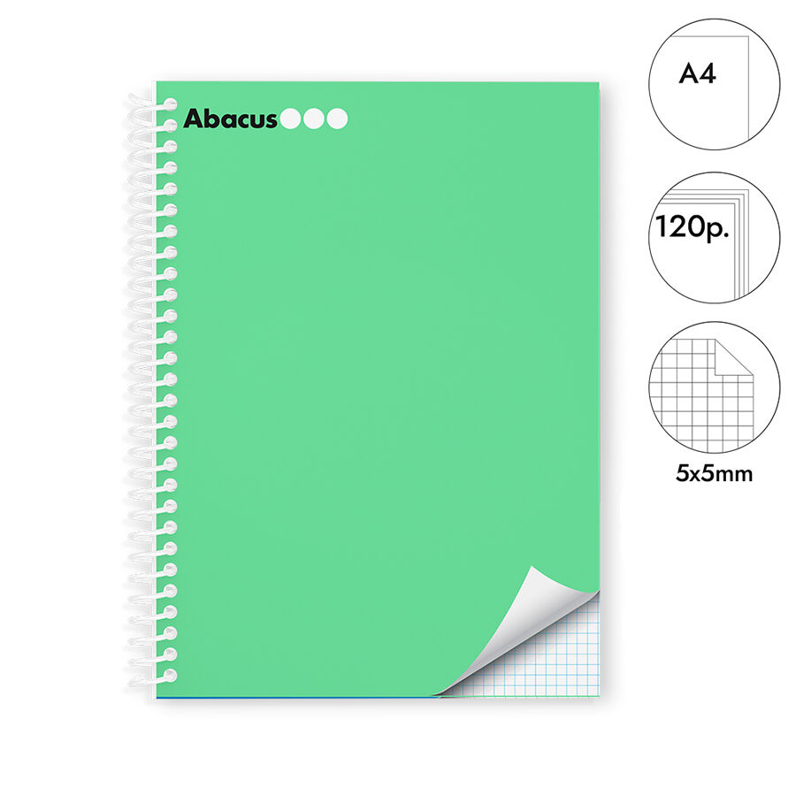 Notebook A4 Abacus tapa extradura 120 hojas 5x5 menta