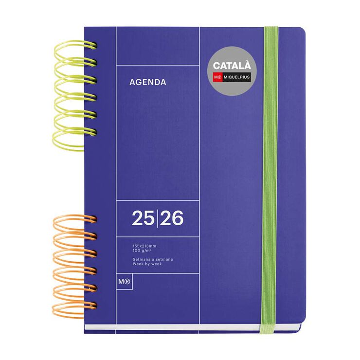 Agenda escolar Miquelrius Plus setm/vista cat 2025-26 blau