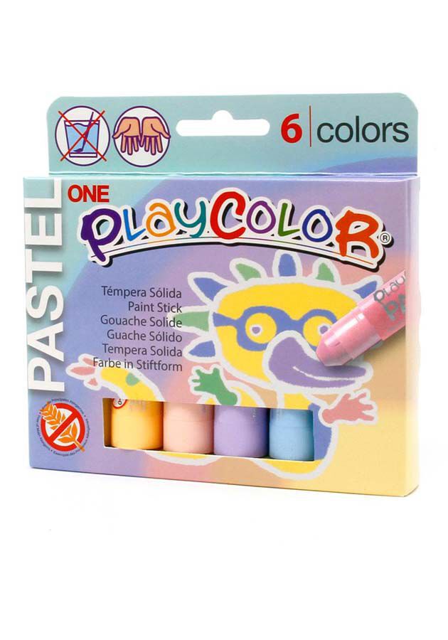 T&eacute;mpera s&oacute;lida Playcolor pastel 5g 6 colores