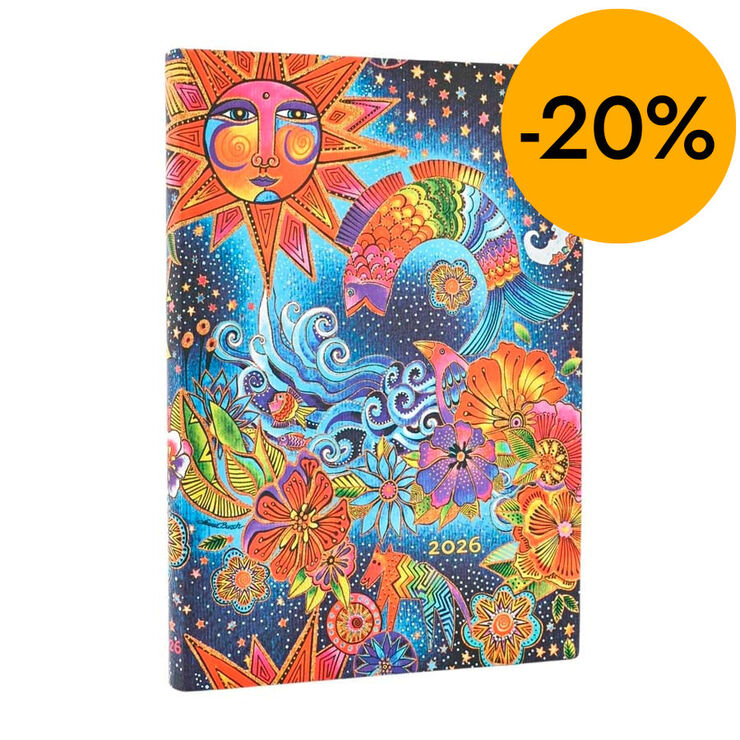 Agenda Paperblanks Flexi M&agrave;gia Celeste Midi apa&iuml;sada setm/vista cas 2026