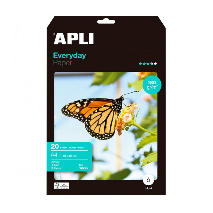 Papel fotográfico Apli Everyday 180g 20 hojas