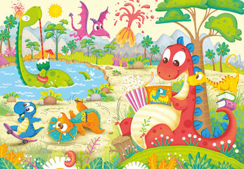 Puzle 2x12 peces DiNosaures jugant