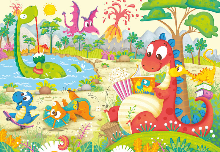 Puzle 2x12 peces DiNosaures jugant