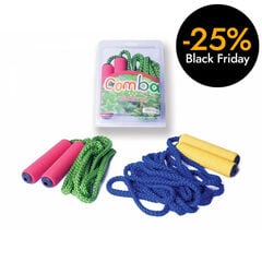 Cuerda de saltar con mango  de caucho 2,5 m surtida
