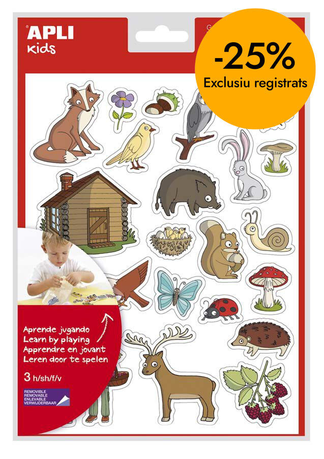 Gomets tem&aacute;ticos Apli El Bosque 3 hojas 69u