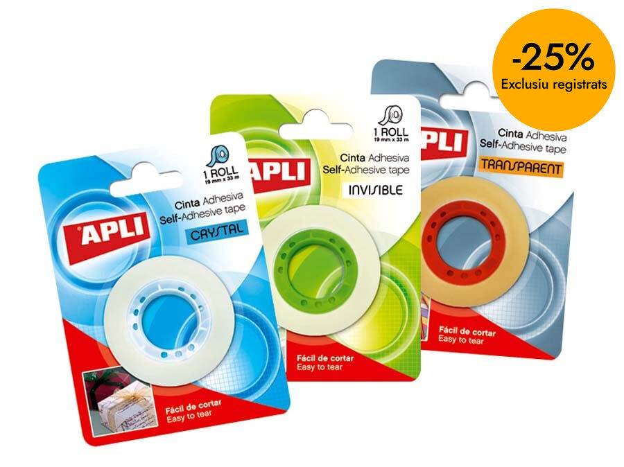 Cinta adhesiva Apli 19x33mm Invisible