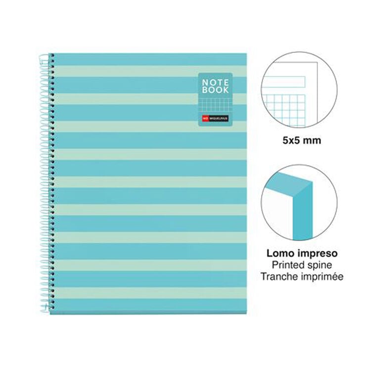 Notebook A4 Tapa Flexible 80 Hojas Cuadr&iacute;cula 5 &times; 5 Between Lines Azul Cielo