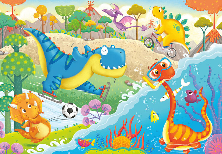 Puzle 2x12 peces DiNosaures jugant