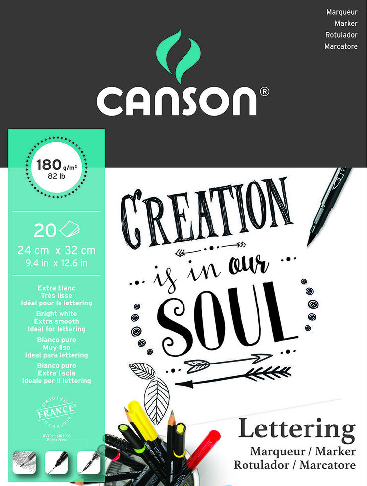 Bloc Canson Lettering Marker Satin 24x32 180g 20 hojas