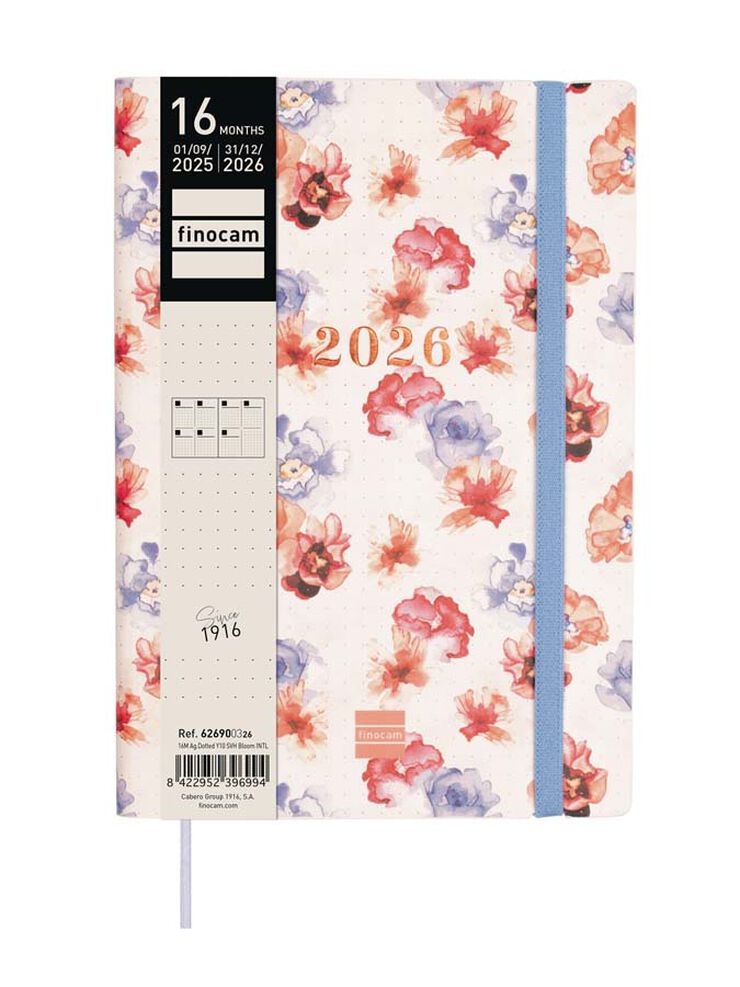 Agenda Finocam 16 mesos Dotted Y10 setm/vista mult 2025-26 bloom