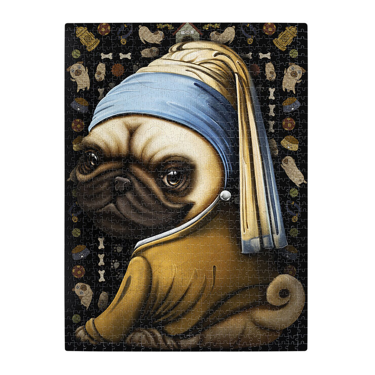 Puzle 1000 piezas Pug with a Pearl Earring