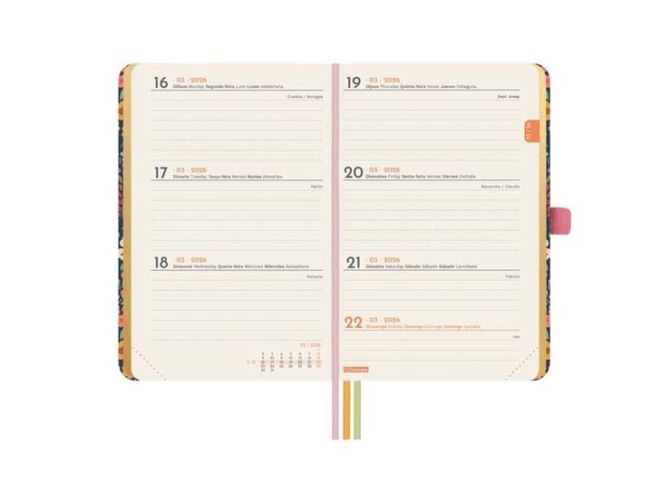 Agenda Finocam Design M2 sem/vista horizontal cat 2026 Flora