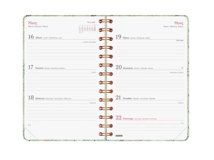 Agenda Finocam You E5 sem/vista horizontal cat 2026 Trigo
