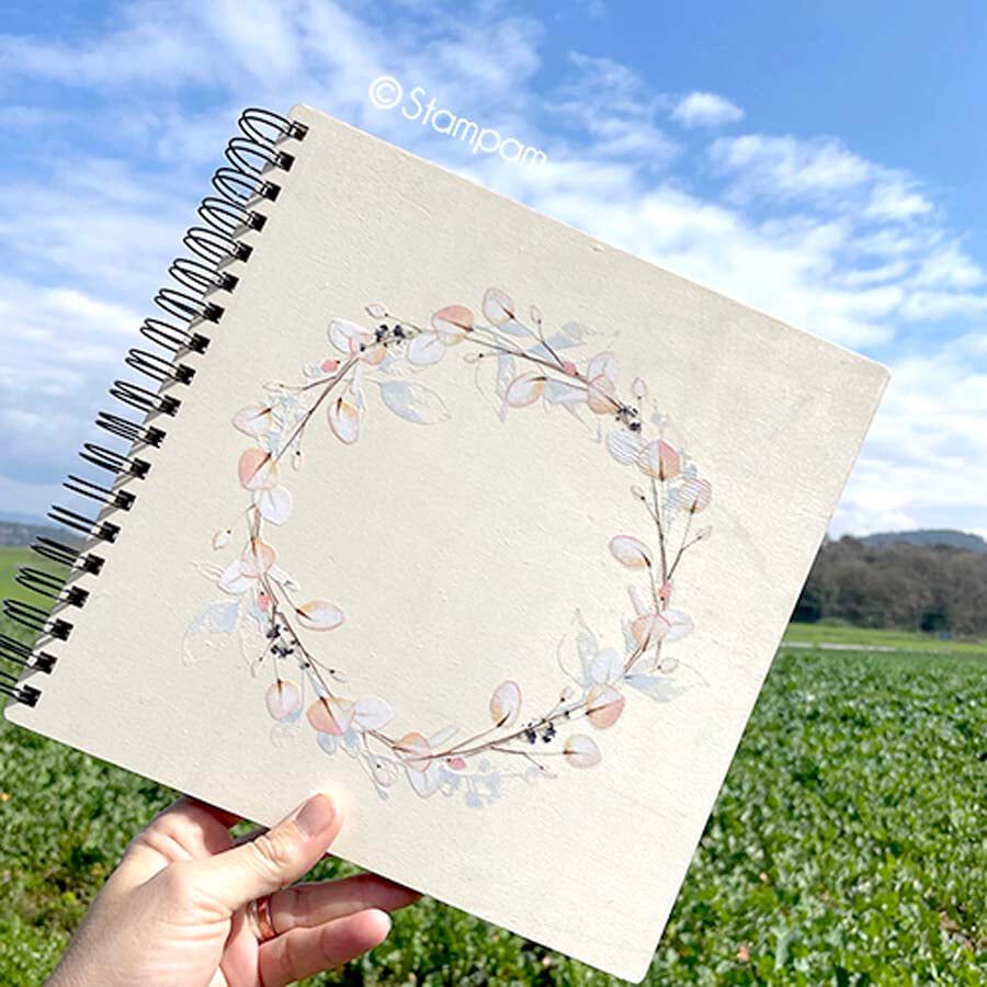 &Aacute;lbum Fotos Stampam 25x25 Corona Hojas Salm&oacute;n