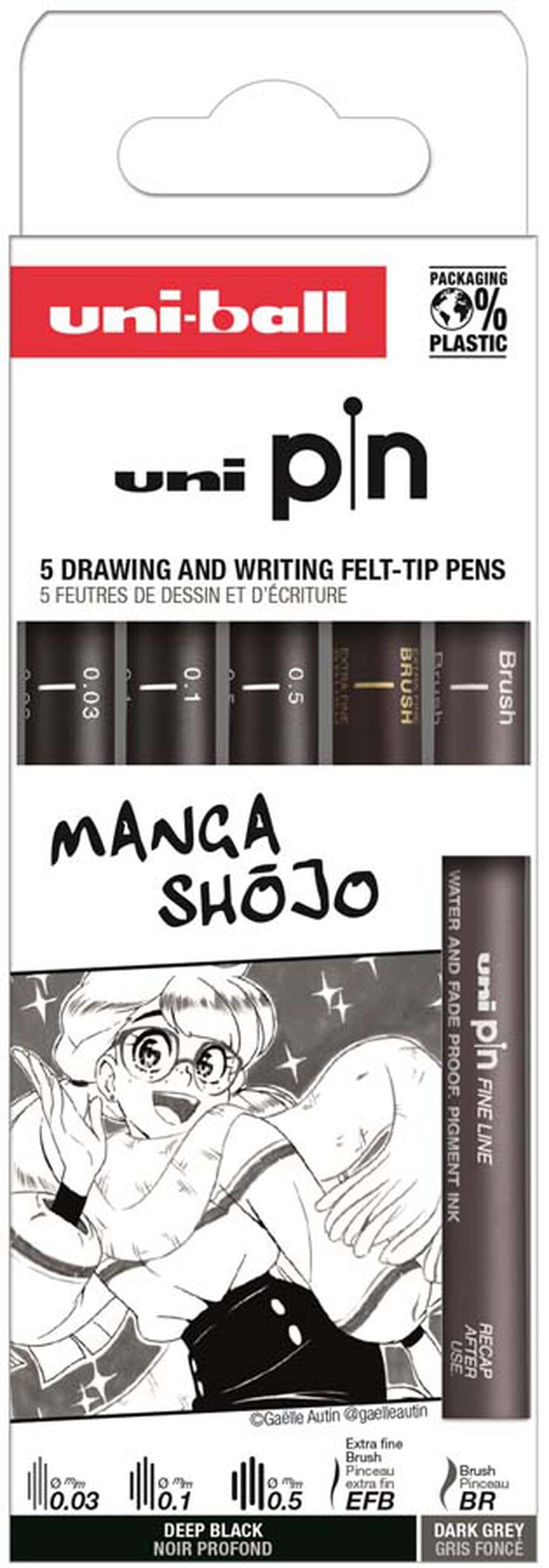 Retoladors calibrats Uni Pin Manga Shojo 5 peces