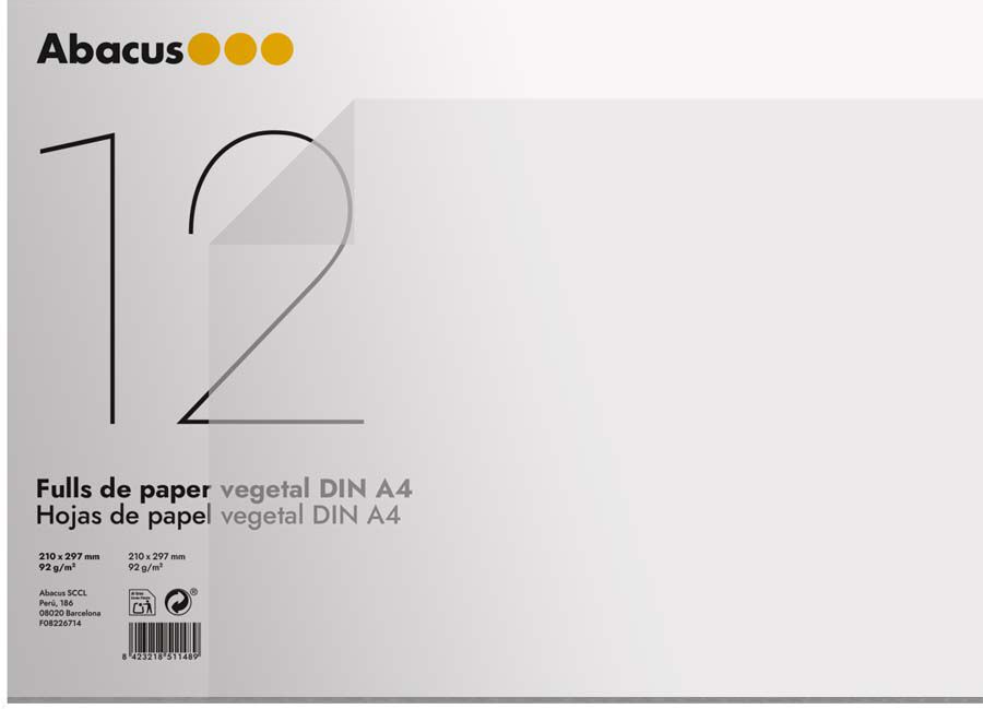 Paper Vegetal A4 Abacus 12 fulls