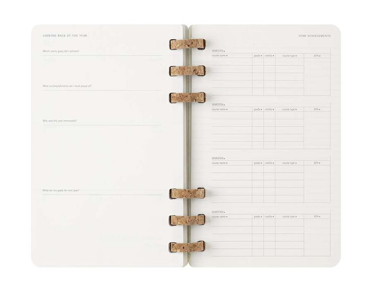 Agenda escolar espiral moleske tapa blanda sem/vista L 2025-26 negro