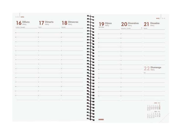 Agenda Finocam Opaque E10 sem/vista vertical cat 2026 negro