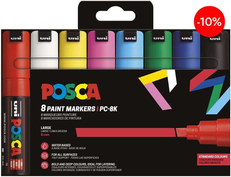 Retoladors Posca PC-8K 8mm Basic 8 colors