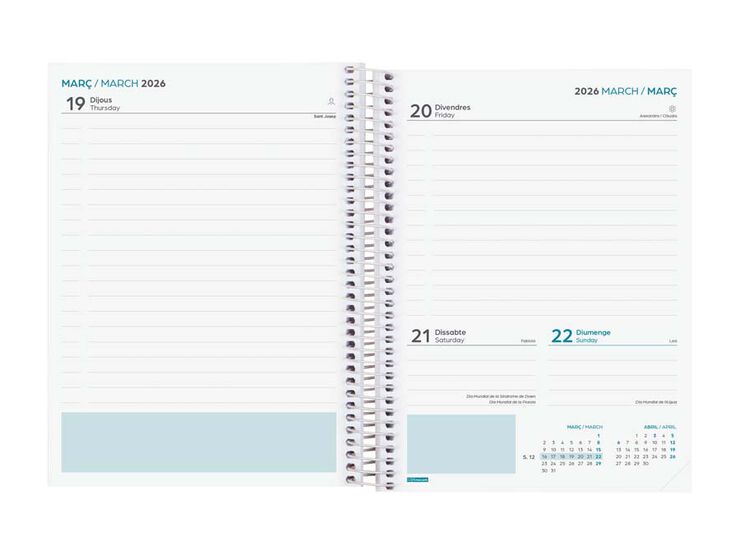 Agenda Finocam escolar Cool 1/4 día/pág cat 2025-26 azul