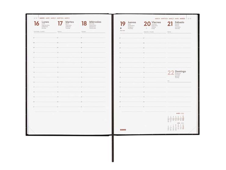 Agenda Finocam Porto Y10 sem/vista vertical cas 2026 negro