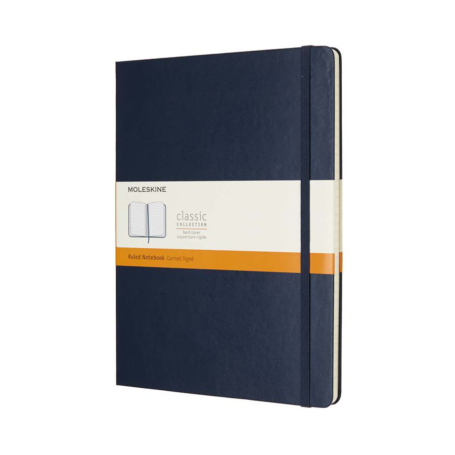 Libreta Moleskine XL raya azul