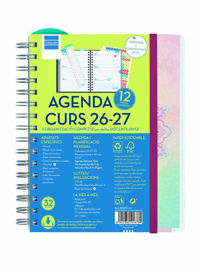 Agenda Finocam Magis Pers 1/4 Sem/Vista Catal&aacute;n 2026-27 Mandala