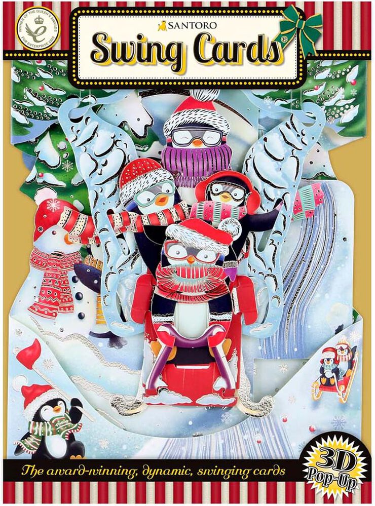 Postal Swing Navidad Pingüinos