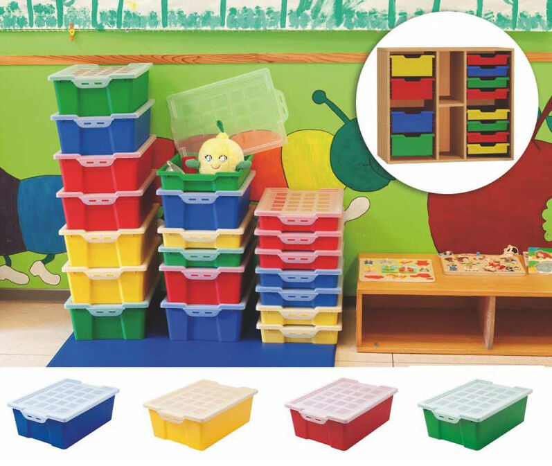 Cubeta honda apilable con tapa azul