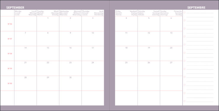 Agenda Quo Vadis 13M Executif 16x16 cm Semana Vista Multiling&uuml;e 2027 Surtido