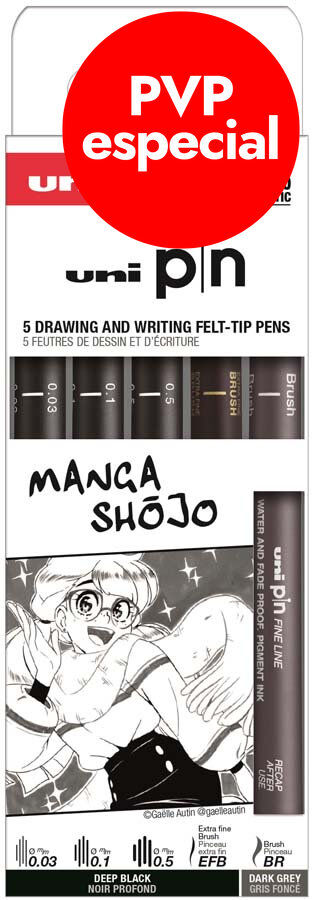 Rotuladores calibrados Uni Pin Manga Shojo 5 piezas