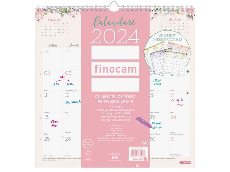 Calendari paret Finocam Design Escriu.30X30 2024 cat