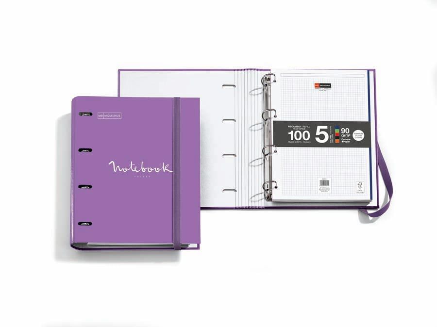 Carpebloc Emotions Miquelrius amb recanvi A4 4 anelles porpra