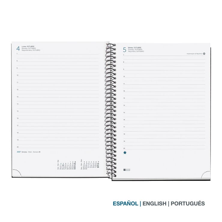 Agenda Miquelrius Espiral Plus Dia P&agrave;gina Multiling&uuml;e 2027 Calm Aqua
