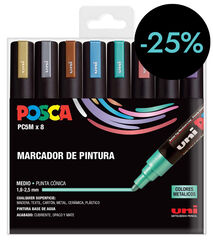 Retoladors Posca PC-5M 1,8-2,5mm Metall 8 colors