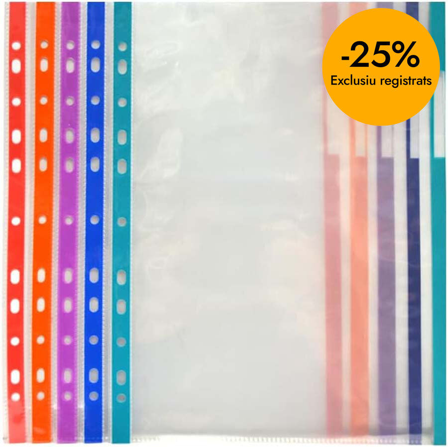 Funda/Bolsa multitaladro A4 Cristal margen color 10u