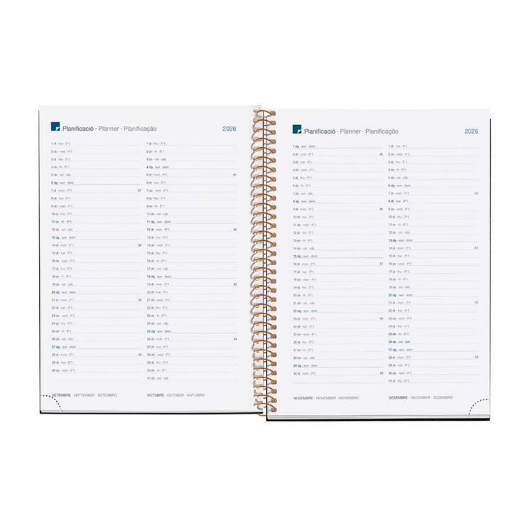 Agenda Espiral Miquelrius Plus 15x21 sem/vista catalán 2026 Trazos