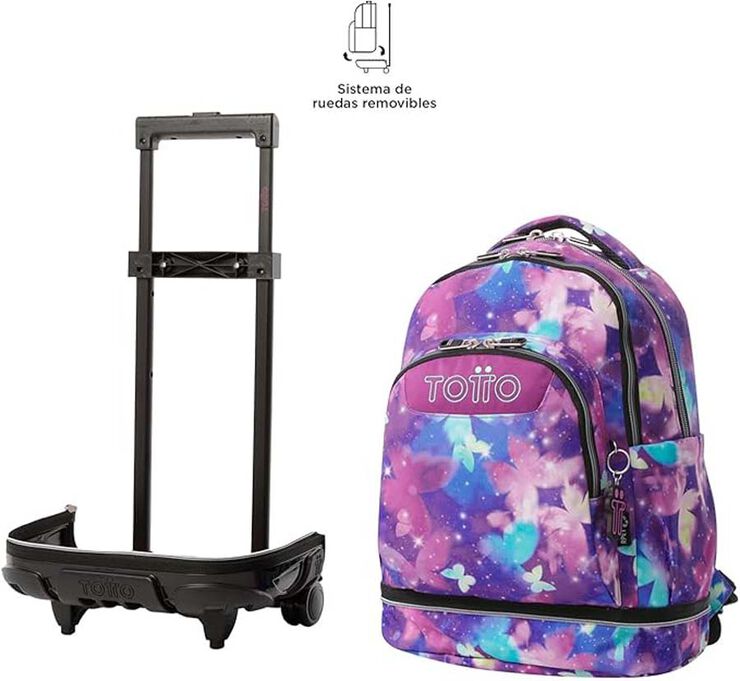 Mochila con ruedas desmontable Totto glitter Star Butterfly