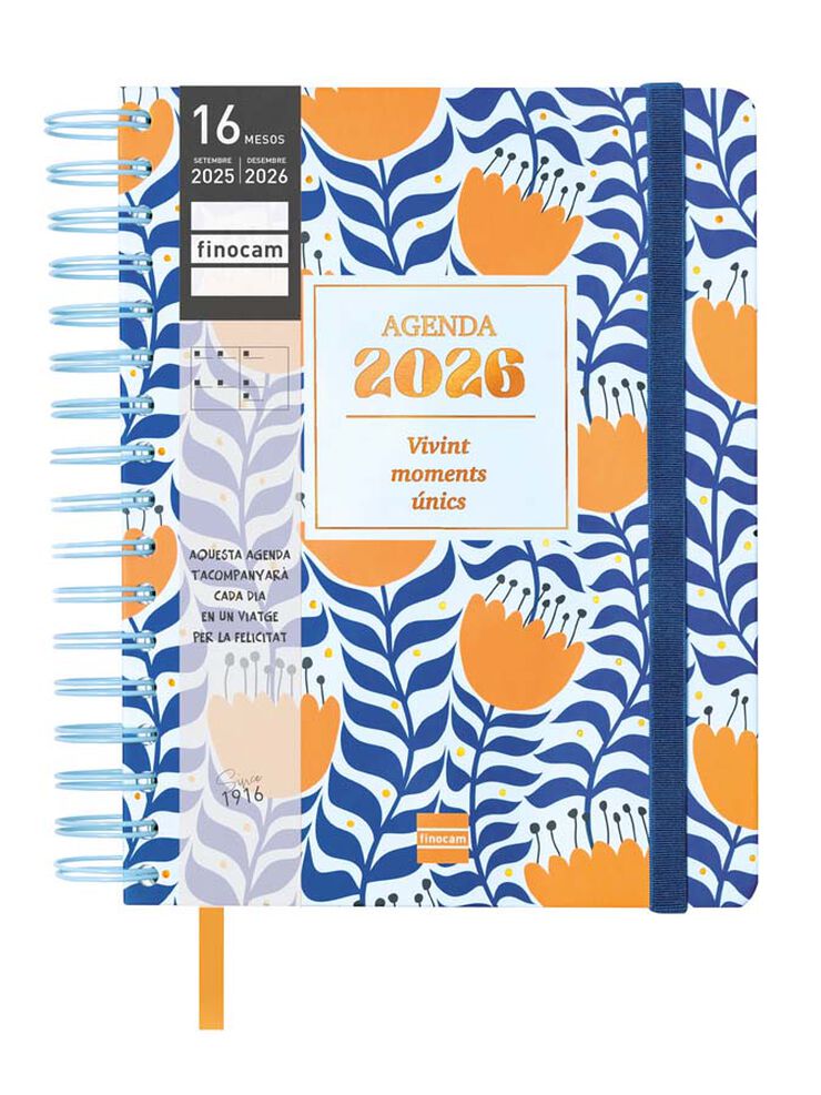 Agenda Finocam 16 meses Vitae 1/4 sem/vista cat 2025-26 azul