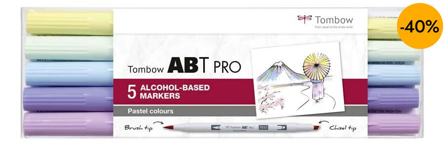 Retolador Tombow Abt Pro Dual Brush pastel 5 colors