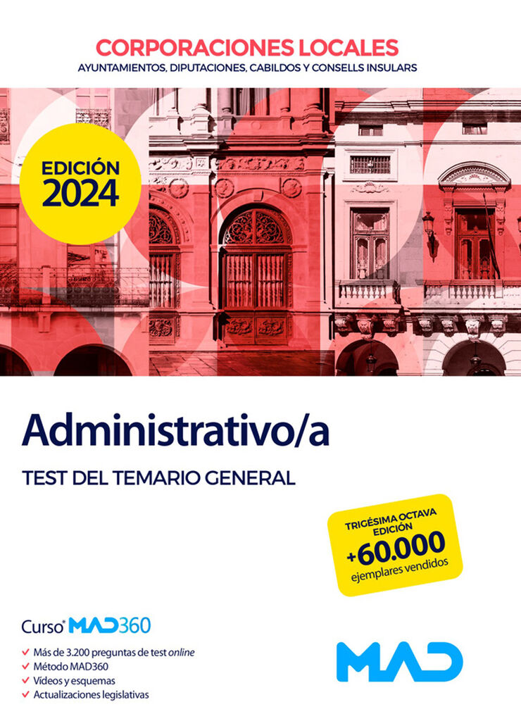 Administrativo/a de Ayuntamientos, Diputaciones y otras Corporaciones Locales. Test del temario general