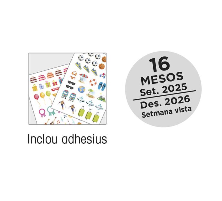 Agenda escolar Senfort 16 meses sem/vista catalán 2025-26 azul pastel
