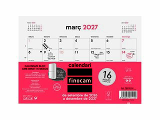 Calendario Bloc Im&aacute;n Finocam 16M 21x15cm Catal&aacute;n 2026-27