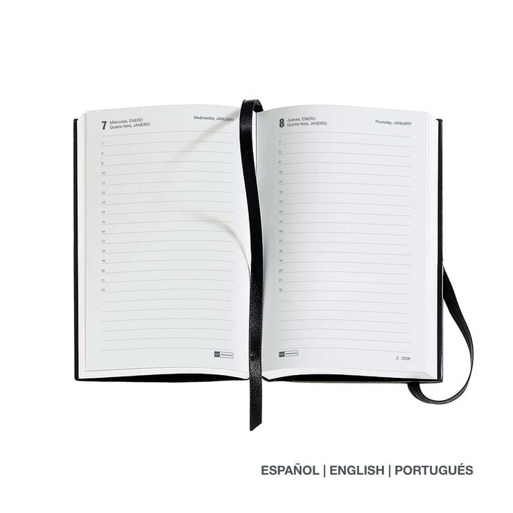 Agenda Miquelrius Passport 9x14 dia/pàg mult 2026 Chester negre