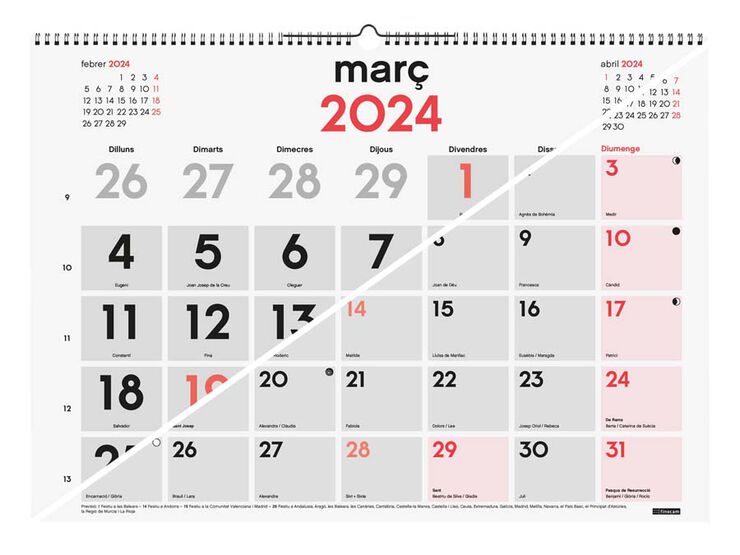 Calendario pared Finocam Mixto XL 2024 cat