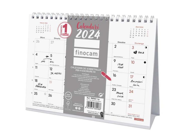 Calendari sobretaula Finocam Chic Escriu.2024 cat Blanc
