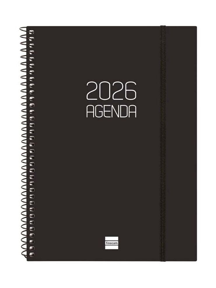 Agenda Finocam Opaque E10 sem/vista vertical cat 2026 negro