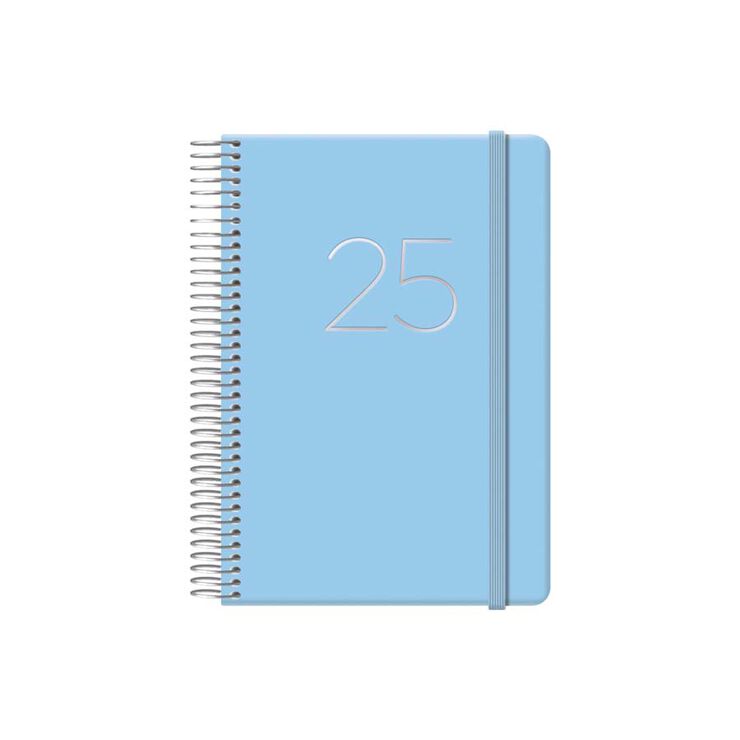 Agenda Gloss 12,5x18 dia/pàg castellà 2025 blau