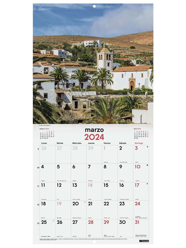 Calendario pared Finocam 30X30 2024 Pueblos Encanto cas