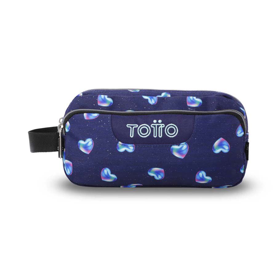 Estuche Totto 3 Cremalleras Glitter Corazones